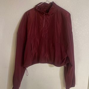 burgundy windbreaker sweater set